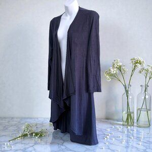 Honey & Lace Slate Blue Open Front Duster Cardigan | Flowy Draped Fit | Size XS